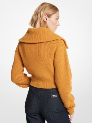 Wool Blend Half-Zip Cropped Sweater image number 1