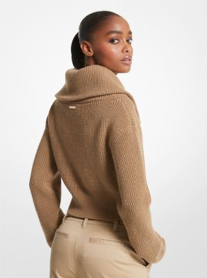 Cropped half outlet zip sweater