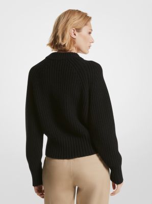 Ribbed Wool Blend Cropped Sweater image number 1