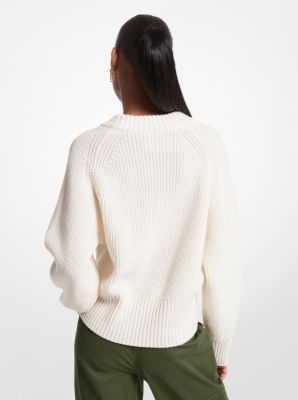 Ribbed Wool Blend Cropped Sweater image number 1