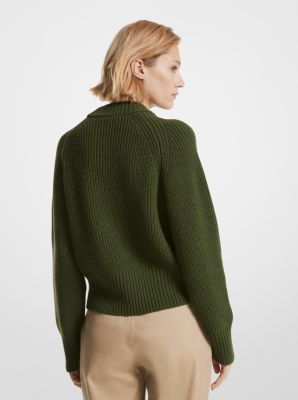 Ribbed Wool Blend Cropped Sweater image number 1