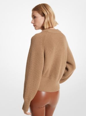 Ribbed Wool Blend Cropped Sweater