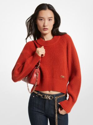 Ribbed Wool Blend Cropped Sweater image number 0