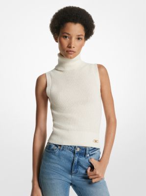 Sleeveless Merino Wool Blend Turtleneck Top image number 0