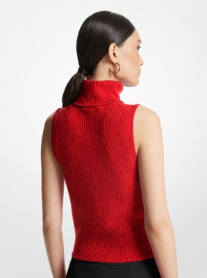 Sleeveless Merino Wool Blend Turtleneck Top image number 1