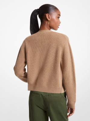 Ribbed Wool Blend Cardigan Michael Kors Canada