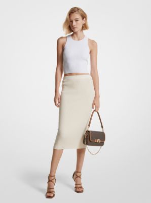 Ribbed Merino Wool Blend Pencil Skirt image number 0