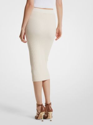 Ribbed Merino Wool Blend Pencil Skirt image number 1