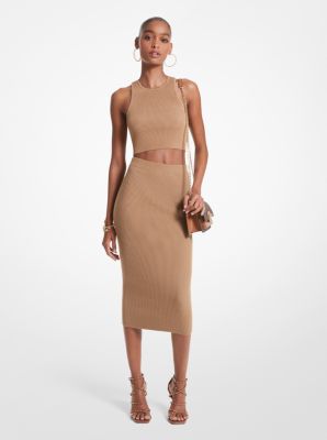 Buy Michael Kors RIBBED METLC MAXI SKIRT - Gold