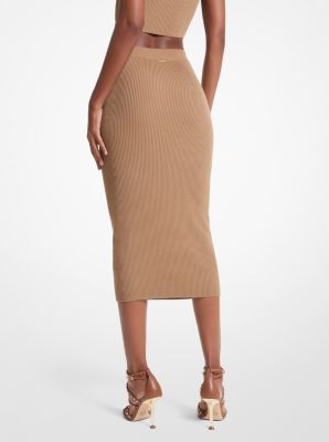 Buy Michael Kors RIBBED METLC MAXI SKIRT - Gold