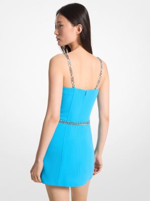Mini-jurk van elastische crêpe met riem image number 1