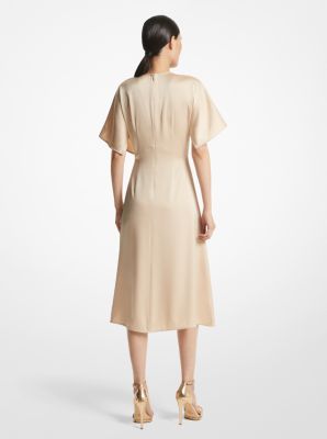 Halflange jurk Ponte van crêpe met stretch image number 1