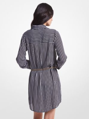 Striped Georgette Belted Shirtdress | Michael Kors