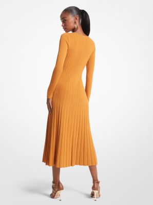 Robe midi en tricot côtelé extensible avec anneau