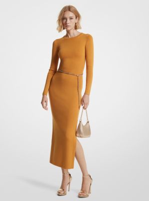 Wool Blend Belted Midi Dress image number 0