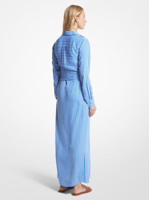 Michael kors blue and white striped dress best sale