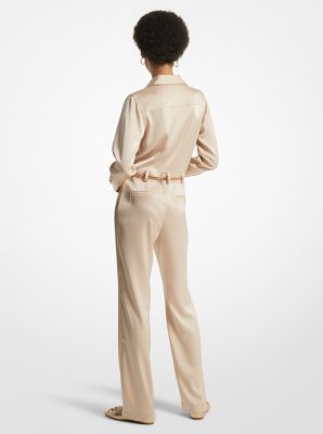 Jumpsuit aus Satin mit Gürtel