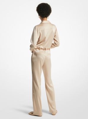 Jumpsuit van satijn met riem image number 1