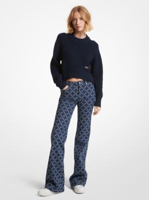 Jeans svasati in jacquard con logo Empire image number 0
