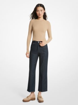 Stretch Denim Cropped Flared Jeans image number 0