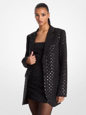 Sequined Dot Stretch Crepe Blazer