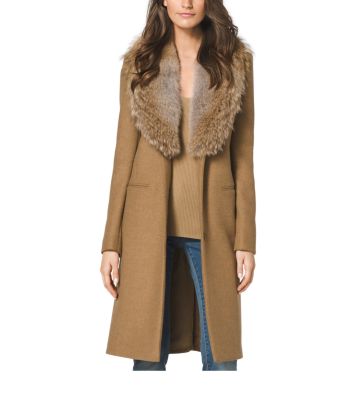 Fur-Trimmed Wool-Blend Coat | Michael Kors