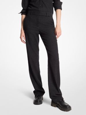 Pinstripe Wool Blend Pants