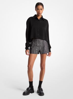 Shorts aus Moiré in Metallic-Optik image number 0