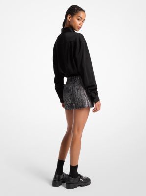 Shorts aus Moiré in Metallic-Optik image number 1