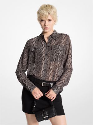 Blusa in georgette con stampa serpente image number 0