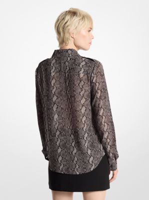 Blusa in georgette con stampa serpente image number 1