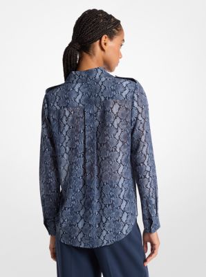 シャツ/ブラウス(長袖/七分) other - ERIKOKATORi west cutout shirts dress Snake Print Georgette Blouse | Michael Kors [AU]