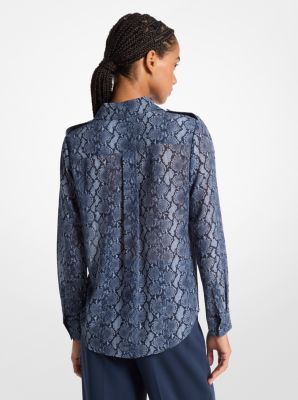 Blusa in georgette con stampa serpente image number 1