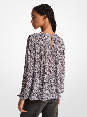 Floral Print Georgette Peasant Top image number 1