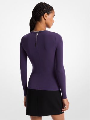 Top de punto mate con abertura en forma de cerradura y adorno in DARK IRIS | Michael Kors