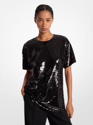 Sequined Jersey Oversized T-Shirt image number 0