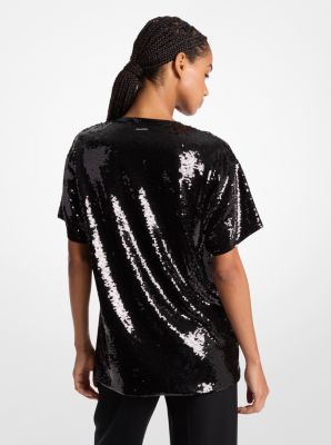 Sequined Jersey Oversized T-Shirt image number 1