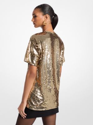 T-shirt oversize in jersey con paillettes image number 1