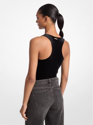 Stretch Velvet Racerback Bodysuit image number 1