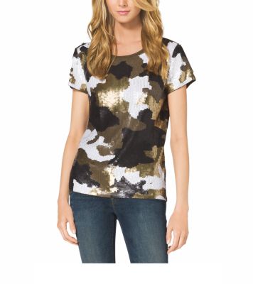 SS CAMO SEQUIN TOP | Michael Kors