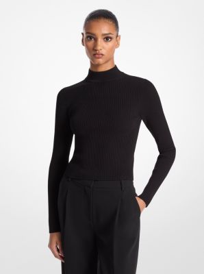 Ribbed Knit Mock-Neck Sweater image number 0