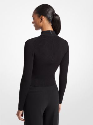 Ribbed Knit Mock-Neck Sweater image number 1