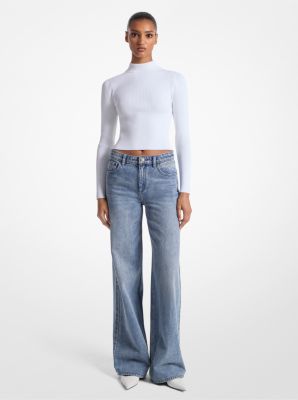 Ribbed Knit Mock-Neck Sweater image number 0