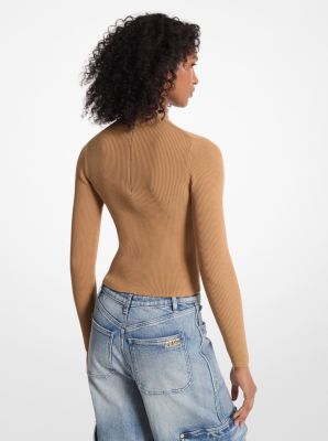 Ribbed Knit Mock-Neck Sweater image number 1