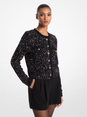 Sequined Metallic Stretch Knit Jacket