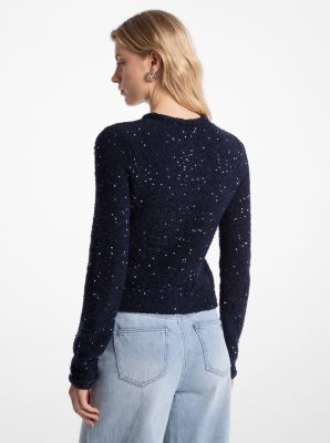 Giacca in maglia stretch metallizzata con paillettes image number 1