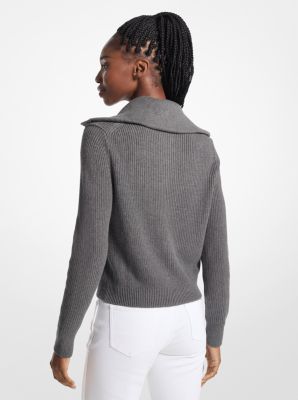 Ribbed Cotton-Blend Sweater in DERBY HEATHER | Michael Kors