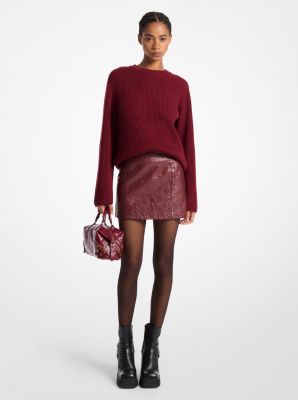 Leather mini skirt with sweater hotsell