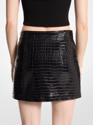 Crocodile Embossed Mini Skirt