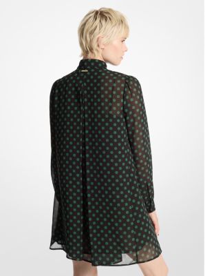 Polka Dot Georgette Tie-Neck Dress image number 1